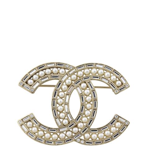 chanel goldtone metal black resin pearl cc heart brooch|chanel jacket brooch.